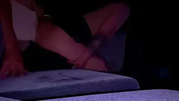 Risky fuck in public at the cinema. In the end plays with cum and swallows