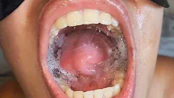 Upside Down Deep Throat Cum Swallow - Brunette Teen Slut Gets Throat Filled