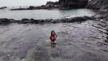 A Stepmom Practices Sucking On A Candy On The Beach. Then Tests Her Skills On Her Stepsons Dick