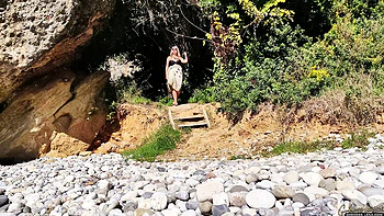 Amateur MILF Goddess Lena Naked Beach Masturbation with Big Natural Tits & Foot Fetish