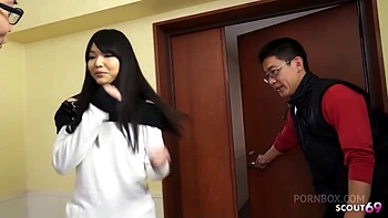 Skinny Asian Teen seduce to Creampie Fuck by old Guy next Door in uncensored JAV Porn