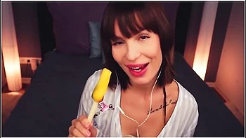 Asmr Amy Ice Licking Sucking Eating Mouth Sounds Whispering