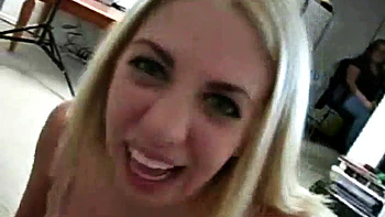 Teen babes give a double blowjob in POV close up sex scene