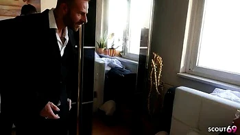 German Short Hair Nerd Girl Lia Louise Gets Hard Fuck - Big Natural Tits Bouncing