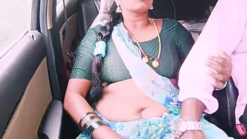 Telugu Honey Lips Cheating Housewife in Sexy Saree Fucks Husband's Brother with Dirty Talk - Car Sex Jungle