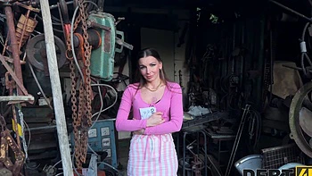 A tall and slim brunette Arina Shy enjoys sex with her boyfriend