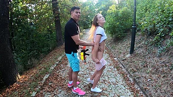 Short skirt, hot Alexis Crystal enjoys outdoor fun with boyfriend