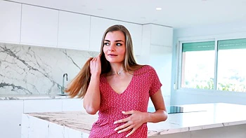 Hot Fibi Euro wanking her pussy in the kitchen.