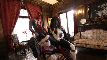Hot ebony chick Ana Foxxx in a comic book scene