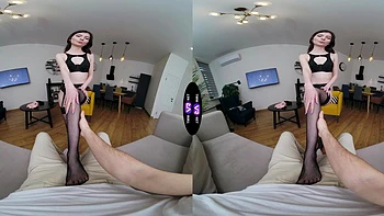 Luna Lynx rides cock in reverse cowgirl with long hair