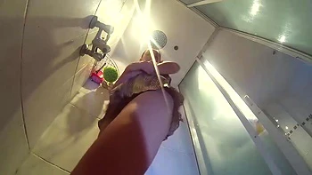 Undress Slut In The Shower. The Girl Washes In The Shower, Shaves Her Pussy, Oil Massage