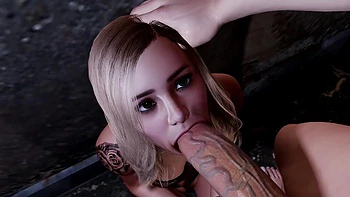 Hot Blonde in a BDSM Deep Throat Blowjob