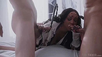 August Skye - Two Guys And Horny Ebony Milf