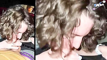 Cinema lovemaking with a dirty mega-bitch - Extreme public blowjob!