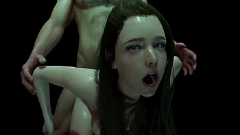 Cute brunette girl loves anal standing up with her hands pulled back : 3D porn