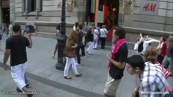 Big fake tits slut fucked in public