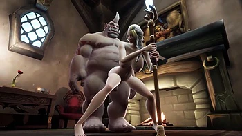 Sexy Witch with Silver Hair Take Ogre Dick From Behind - Warcraft Porn Parody
