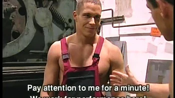 Factory coworkers slamming hard in homosexual threesome