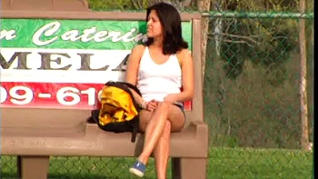 Brunette sucks and fucks with bartender