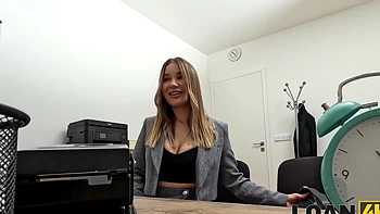 Two cute teens fucked at the casting in an office setting