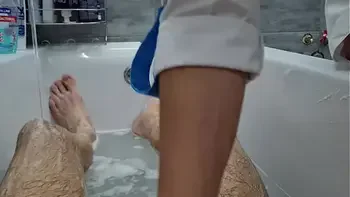 FAMILY FANTASY - A nurse jerks off a man's cock in the bathroom