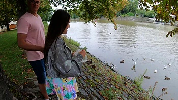 Bald guy fucks hot teen Serina Gomez and her boyfriend in steamy scene