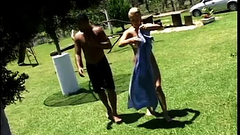 Lusty latina gets her tight pussy slammed outdoors