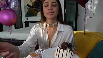 Pussy Birthday Creampie with Cake Delivery Guy! Part 1 by KrissKiss: Porn
