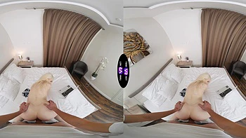 Blonde teen riding cock in reverse cowgirl in vr