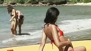 Helen and mayara Hot young girls moaning and enjoying giving pussy and very tasty spit on the beach: Porn