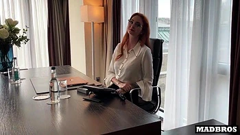 A Trapped Redhead Boss Gets Her Ass Fucked In The Office By Two French Black Guys!!!