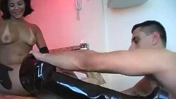 Beautiful and hot brunette moaning and enjoying giving pussy and spit: Blowjob, Doggy  Missonary Porn