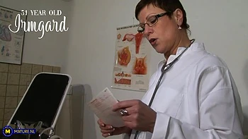 Irmgard Is A German Cougar Gynecologist Who Takes Her Expertise On Herself To Get An Orgasm