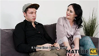 Fatty Mature Is Quickly Banged By Inept Boy On The Grey Couch