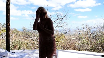 Nude blondie swaying her hips slowly