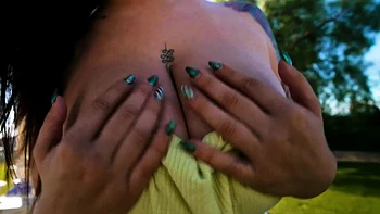 Tattooed Babe Avalon Mira Flaunts Her Big Tits Outdoors