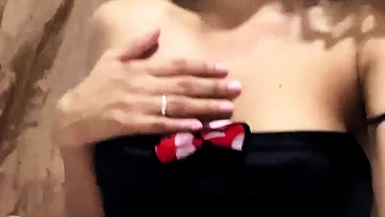 Young woman in costume just thought about a big cock in her