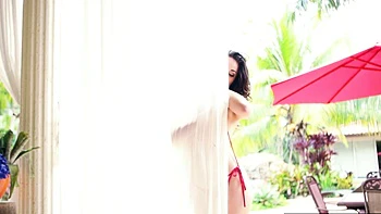 Petite teen stripping down and relaxing