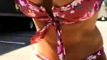 amateur teen multitasking with toys