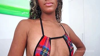 Very Slim Exotic Brazilian, Karina Rose Drinks Pee For The First