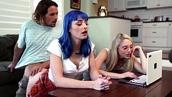 Two guys fucked two girls in a hot threesome sex session