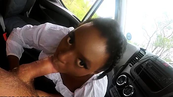 Ebony Babe Gets Fucked Rough Outside