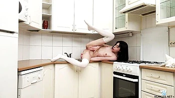 Flexible skinny brunette Wensday K knows how to touch herself