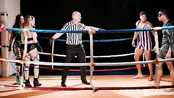 Sporty men with big cocks fucked two dolls Jolee Love and Amalia Davis