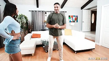 Latina sex doll with round ass Isa Bella impaled in the sideways pose