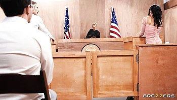 Pretty skinny high-heeled babe Ryan Reid screwed by judge