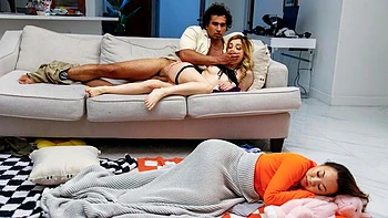 StepSiblingsCaught and her hot girlfriend love FFM fuck so much