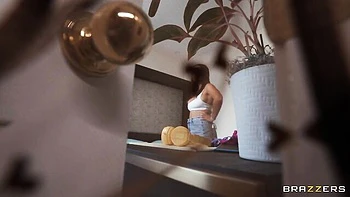 An awesome busty brunette Rissa May banged in the cowgirl pose