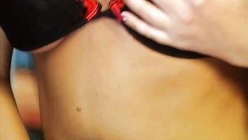 Blonde model with red lips Mona knows how to give a blowjob