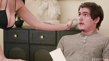 Office dick-riding session with a busty brunette Little Puck